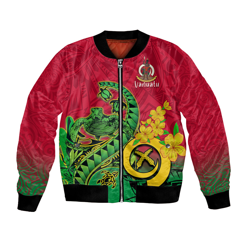 Vanuatu Islands Bomber Jacket Polynesian Tattoo and Sea Turtle LT9 Unisex Green - Polynesian Pride