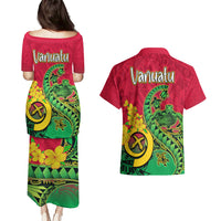 Vanuatu Islands Couples Matching Puletasi Dress and Hawaiian Shirt Polynesian Tattoo and Sea Turtle LT9 - Polynesian Pride