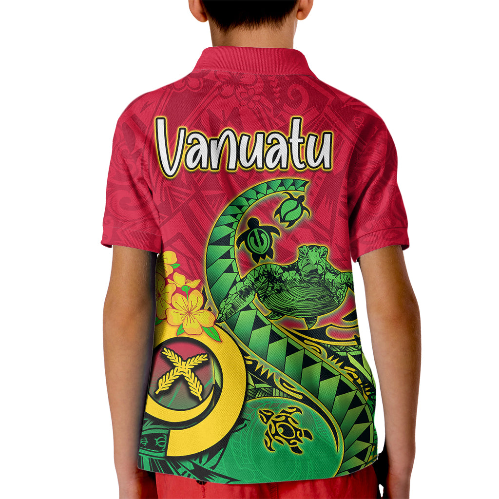 Vanuatu Islands Kid Polo Shirt Polynesian Tattoo and Sea Turtle LT9 - Polynesian Pride