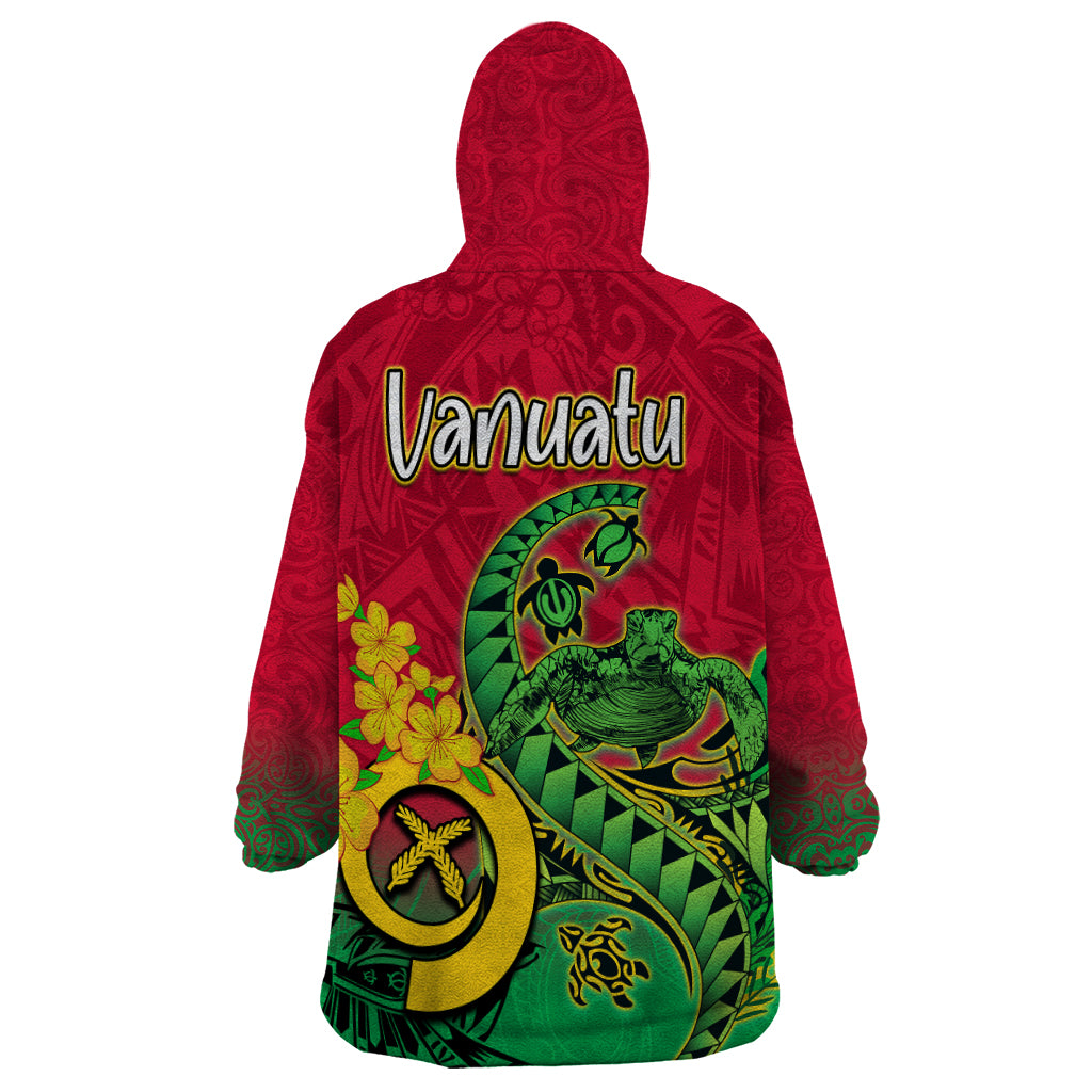 Vanuatu Islands Wearable Blanket Hoodie Polynesian Tattoo and Sea Turtle LT9 - Polynesian Pride