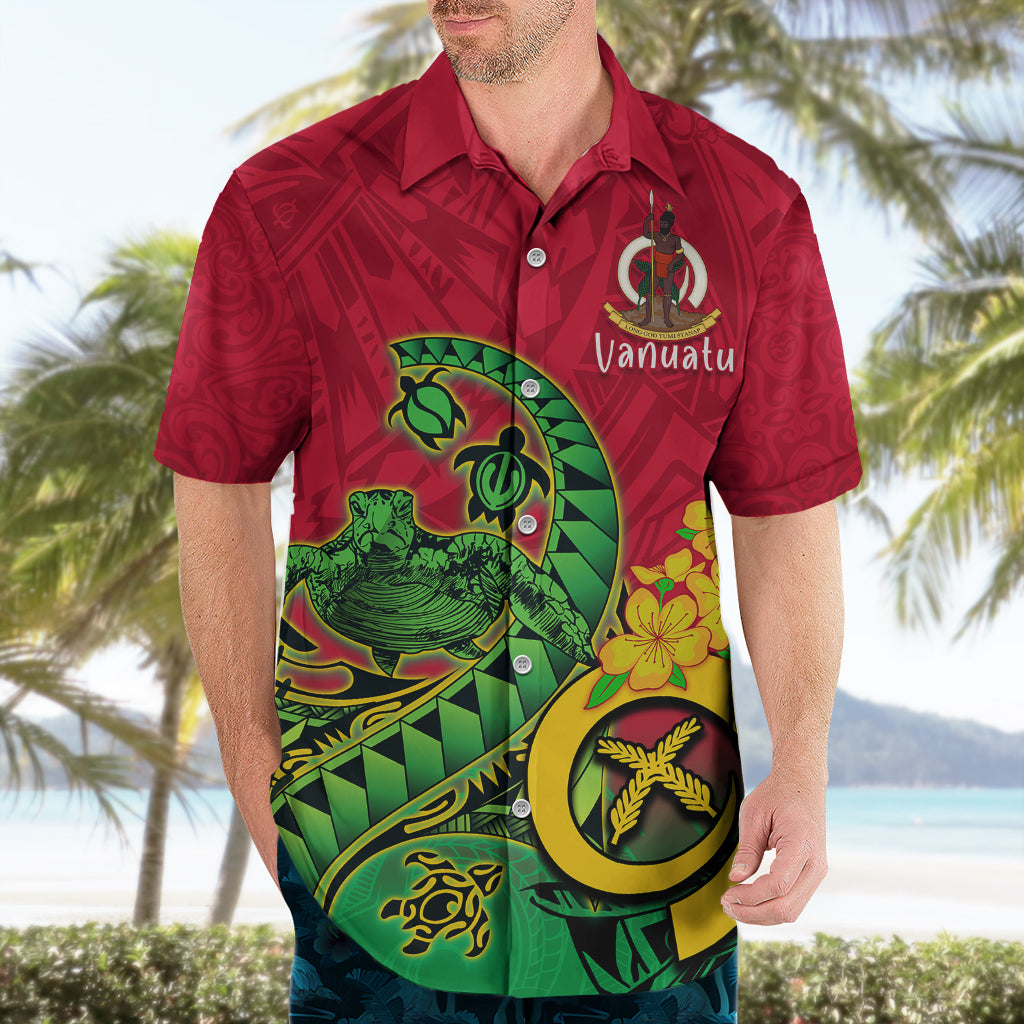 Personalised Vanuatu Islands Hawaiian Shirt Polynesian Tattoo and Sea Turtle LT9 - Polynesian Pride