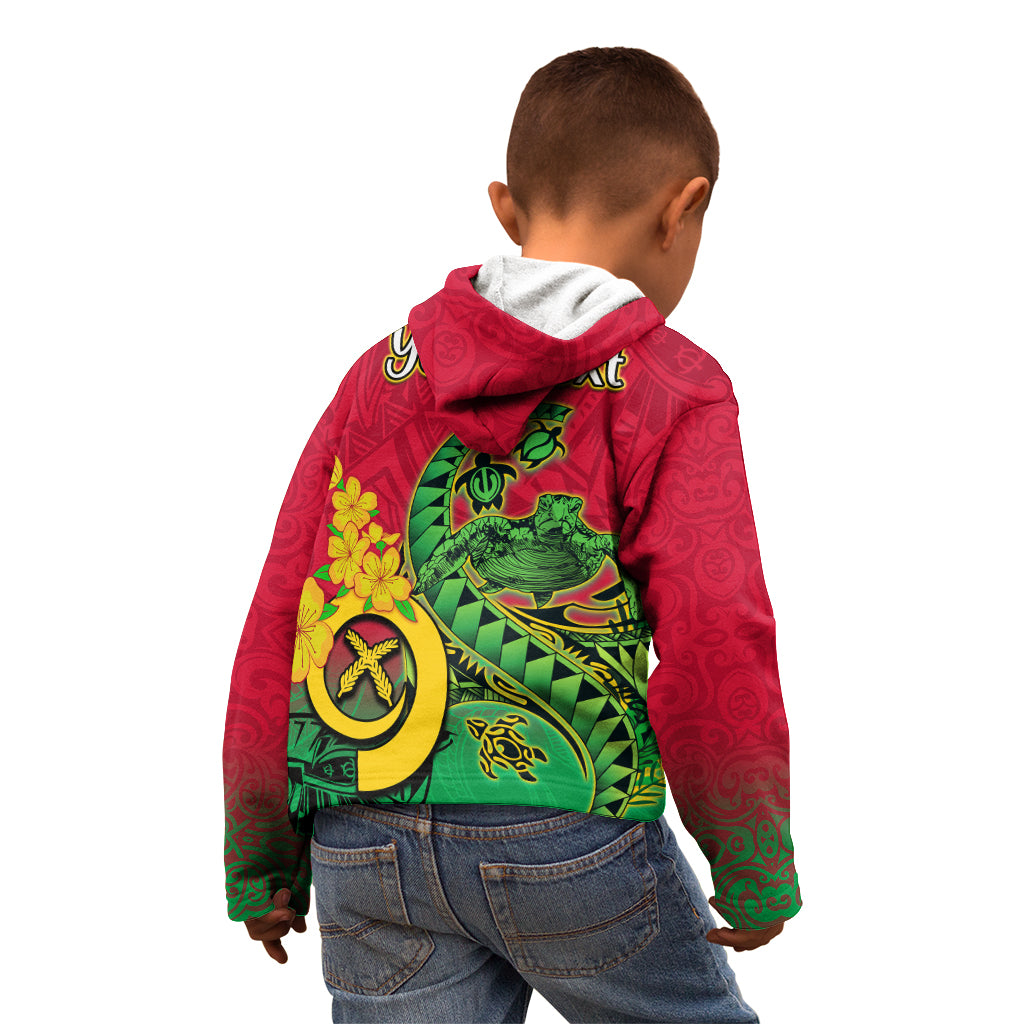 Personalised Vanuatu Islands Kid Hoodie Polynesian Tattoo and Sea Turtle LT9 - Polynesian Pride