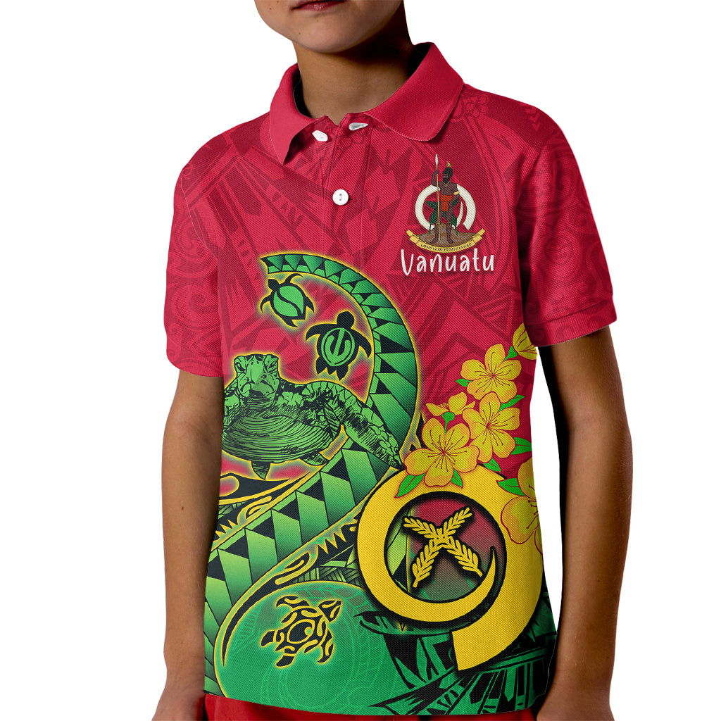 Personalised Vanuatu Islands Kid Polo Shirt Polynesian Tattoo and Sea Turtle LT9 Kid Green - Polynesian Pride
