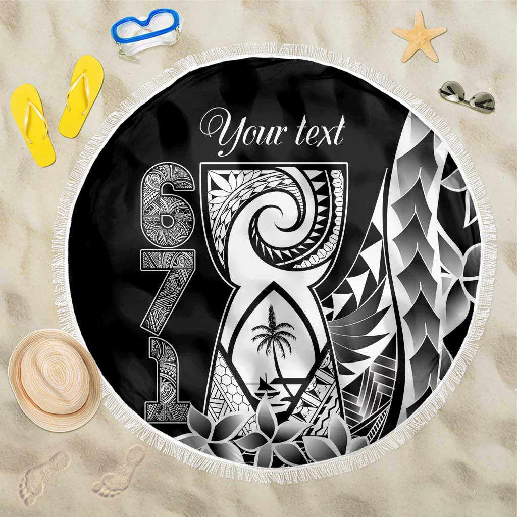 671 Guam Personalised Beach Blanket Latte Stone Tribal LT9 One Size 150cm Black - Polynesian Pride