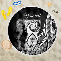 671 Guam Personalised Beach Blanket Latte Stone Tribal LT9 One Size 150cm Black - Polynesian Pride