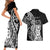 671 Guam Personalised Couples Matching Short Sleeve Bodycon Dress and Hawaiian Shirt Latte Stone Tribal