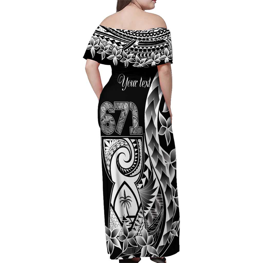 671 Guam Personalised Family Matching Off Shoulder Maxi Dress and Hawaiian Shirt Latte Stone Tribal