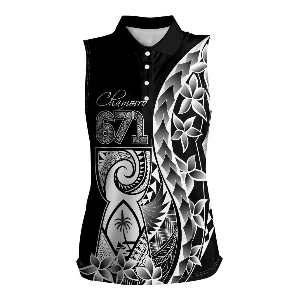 671 Guam Personalised Women Sleeveless Polo Shirt Latte Stone Tribal