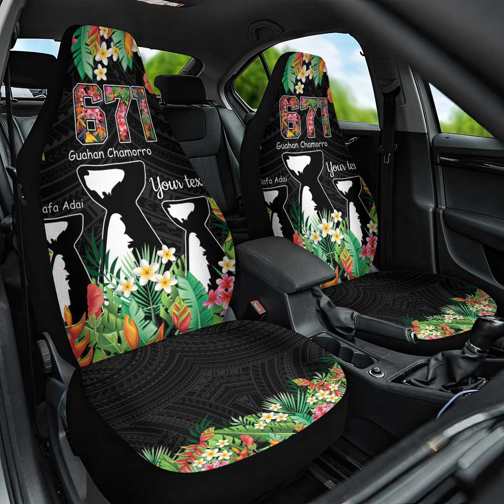 671 Guam Personalised Car Seat Cover Latte Stone and Tropical Flowers