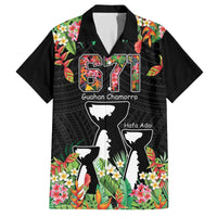 671 Guam Personalised Family Matching Off Shoulder Short Dress and Hawaiian Shirt Latte Stone and Tropical Flowers