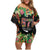 671 Guam Personalised Family Matching Off Shoulder Short Dress and Hawaiian Shirt Latte Stone and Tropical Flowers