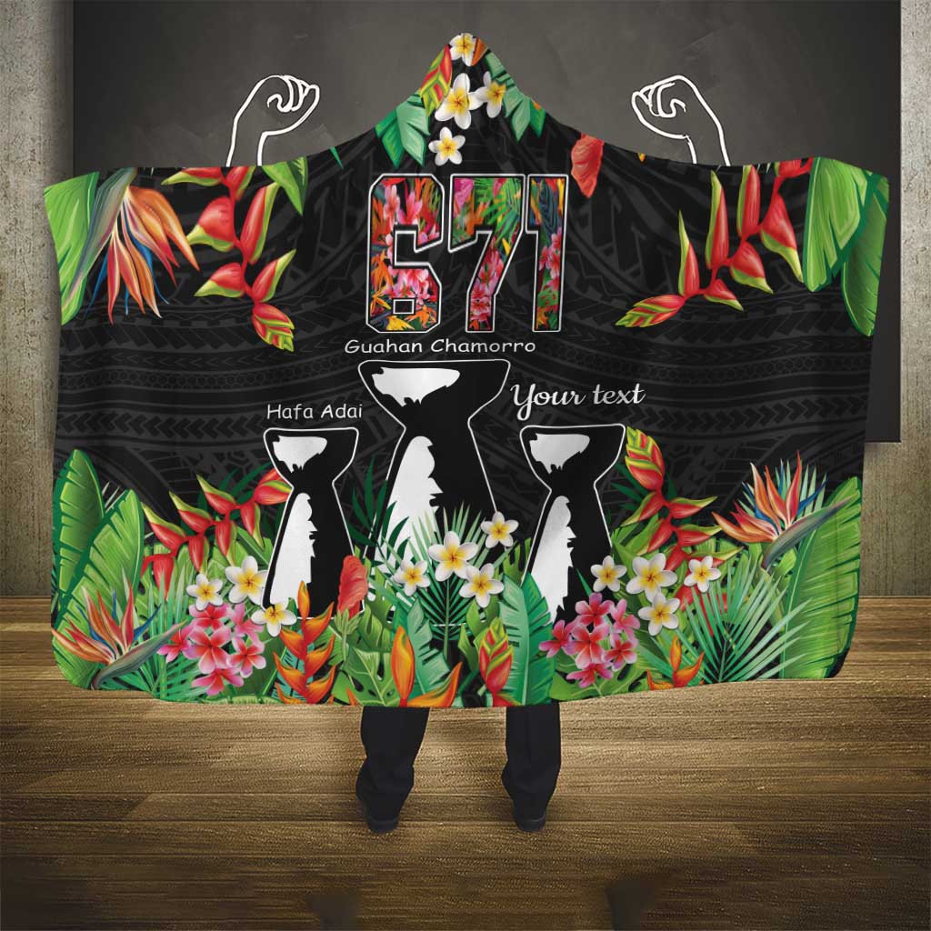 671 Guam Personalised Hooded Blanket Latte Stone and Tropical Flowers