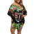 671 Guam Personalised Off Shoulder Short Dress Latte Stone and Tropical Flowers