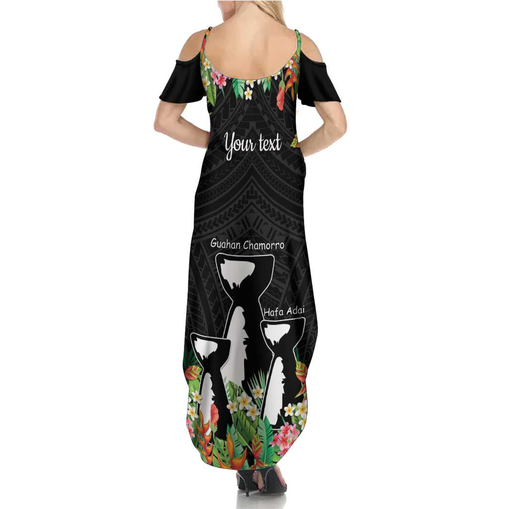 671 Guam Personalised Summer Maxi Dress Latte Stone and Tropical Flowers