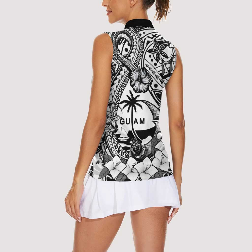 Guam Hafa Adai Guasali Flowers Women Sleeveless Polo Shirt
