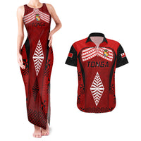 Tonga Rugby Couples Matching Tank Maxi Dress and Hawaiian Shirt Go Champions World Cup 2023 Ngatu Unique LT9 Red - Polynesian Pride