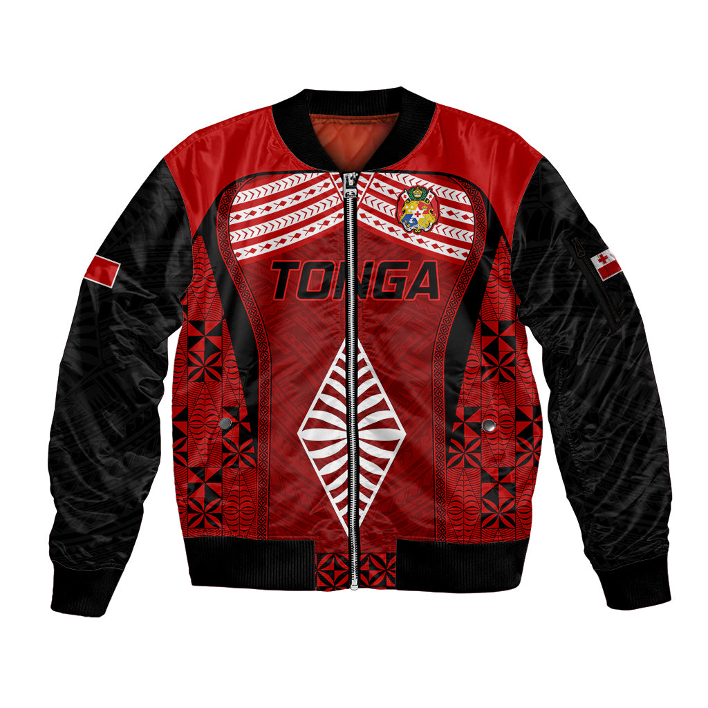 Tonga Rugby Sleeve Zip Bomber Jacket Go Champions World Cup 2023 Ngatu Unique LT9 Unisex Red - Polynesian Pride