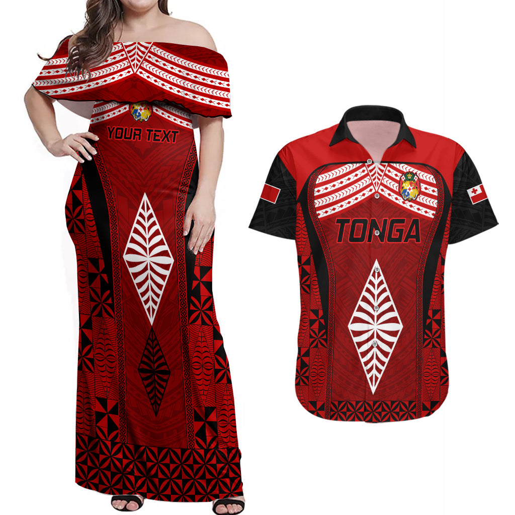 Custom Tonga Rugby Couples Matching Off Shoulder Maxi Dress and Hawaiian Shirt Go Champions World Cup 2023 Ngatu Unique LT9 Red - Polynesian Pride