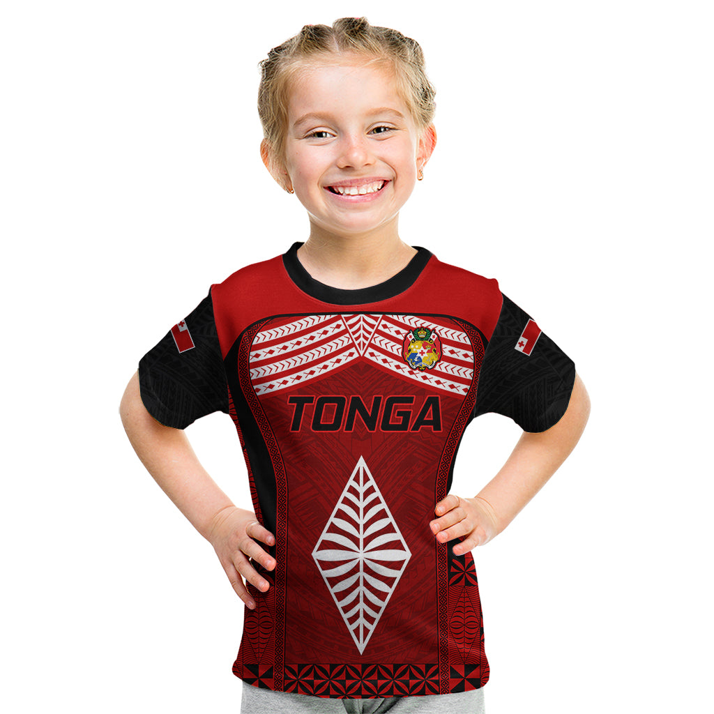 Custom Tonga Rugby Kid T Shirt Go Champions World Cup 2023 Ngatu Unique LT9 Red - Polynesian Pride
