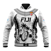 Custom Fiji Rugby Baseball Jacket Go Champions World Cup 2023 Tapa Unique White Vibe LT9 Unisex White - Polynesian Pride
