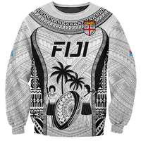 Custom Fiji Rugby Sweatshirt Go Champions World Cup 2023 Tapa Unique White Vibe LT9 Unisex White - Polynesian Pride