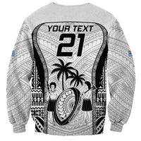 Custom Fiji Rugby Sweatshirt Go Champions World Cup 2023 Tapa Unique White Vibe LT9 - Polynesian Pride