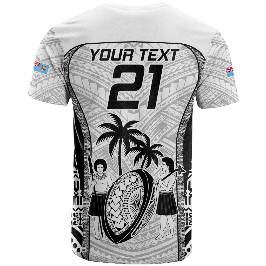 Custom Fiji Rugby T Shirt Go Champions World Cup 2023 Tapa Unique White Vibe LT9 - Polynesian Pride