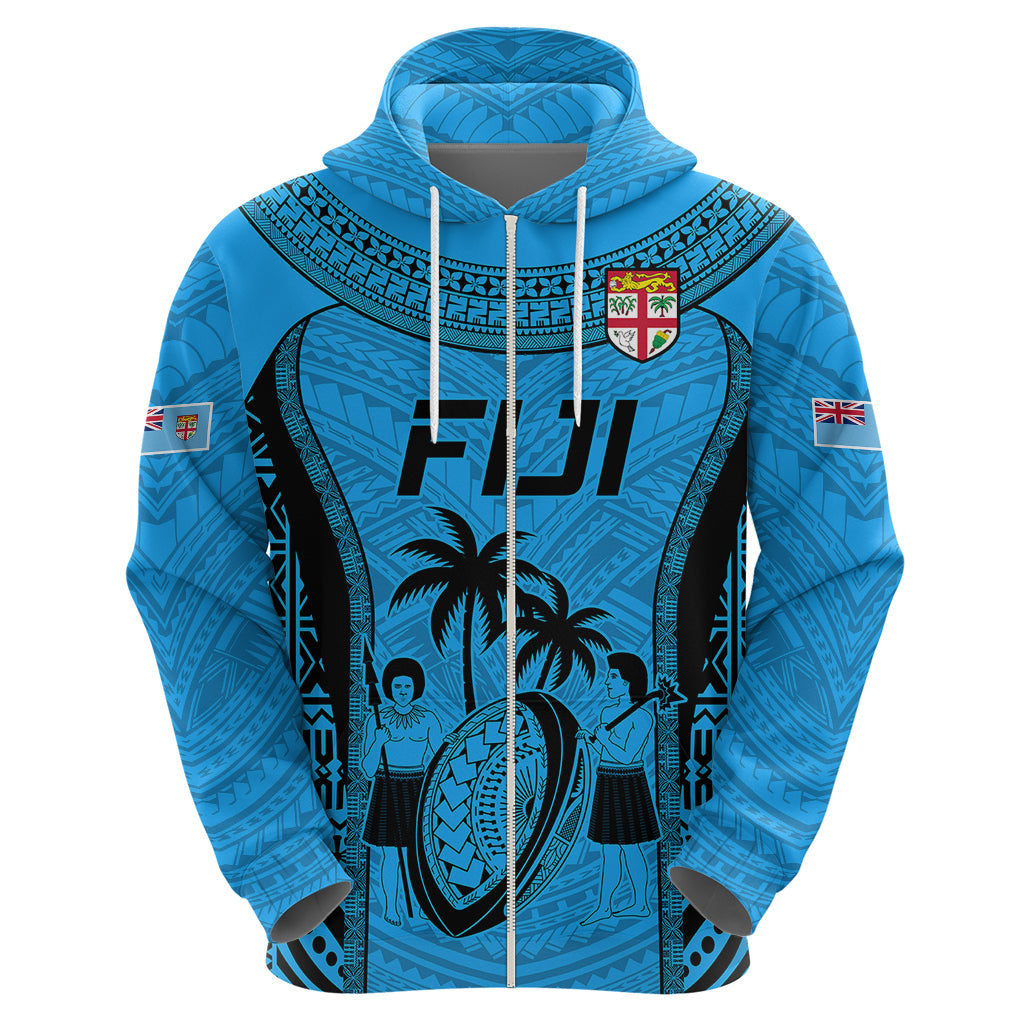 Fiji Rugby Hoodie Go Champions World Cup 2023 Tapa Unique Blue Vibe LT9 - Polynesian Pride