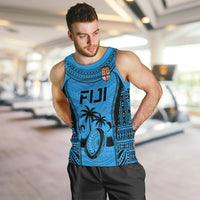 Fiji Rugby Men Tank Top Go Champions World Cup 2023 Tapa Unique Blue Vibe LT9 - Polynesian Pride