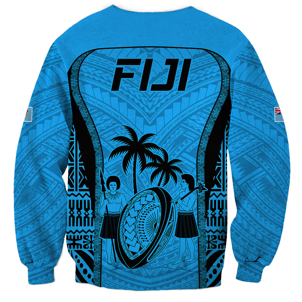 Fiji Rugby Sweatshirt Go Champions World Cup 2023 Tapa Unique Blue Vibe LT9 - Polynesian Pride