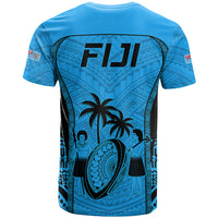 Fiji Rugby T Shirt Go Champions World Cup 2023 Tapa Unique Blue Vibe LT9 - Polynesian Pride