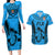 Custom Fiji Rugby Couples Matching Long Sleeve Bodycon Dress and Hawaiian Shirt Go Champions World Cup 2023 Tapa Unique Blue Vibe LT9 Blue - Polynesian Pride