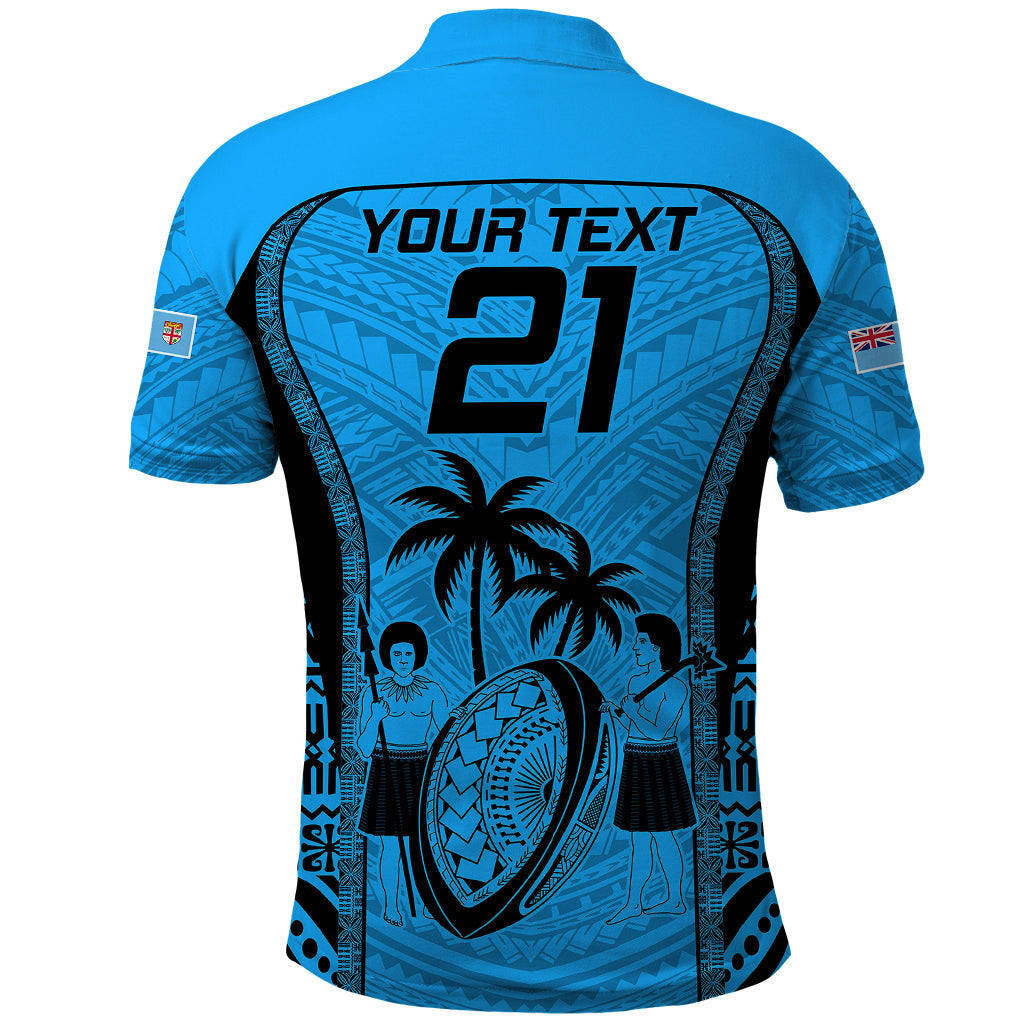 Custom Fiji Rugby Polo Shirt Go Champions World Cup 2023 Tapa Unique Blue Vibe LT9 - Polynesian Pride