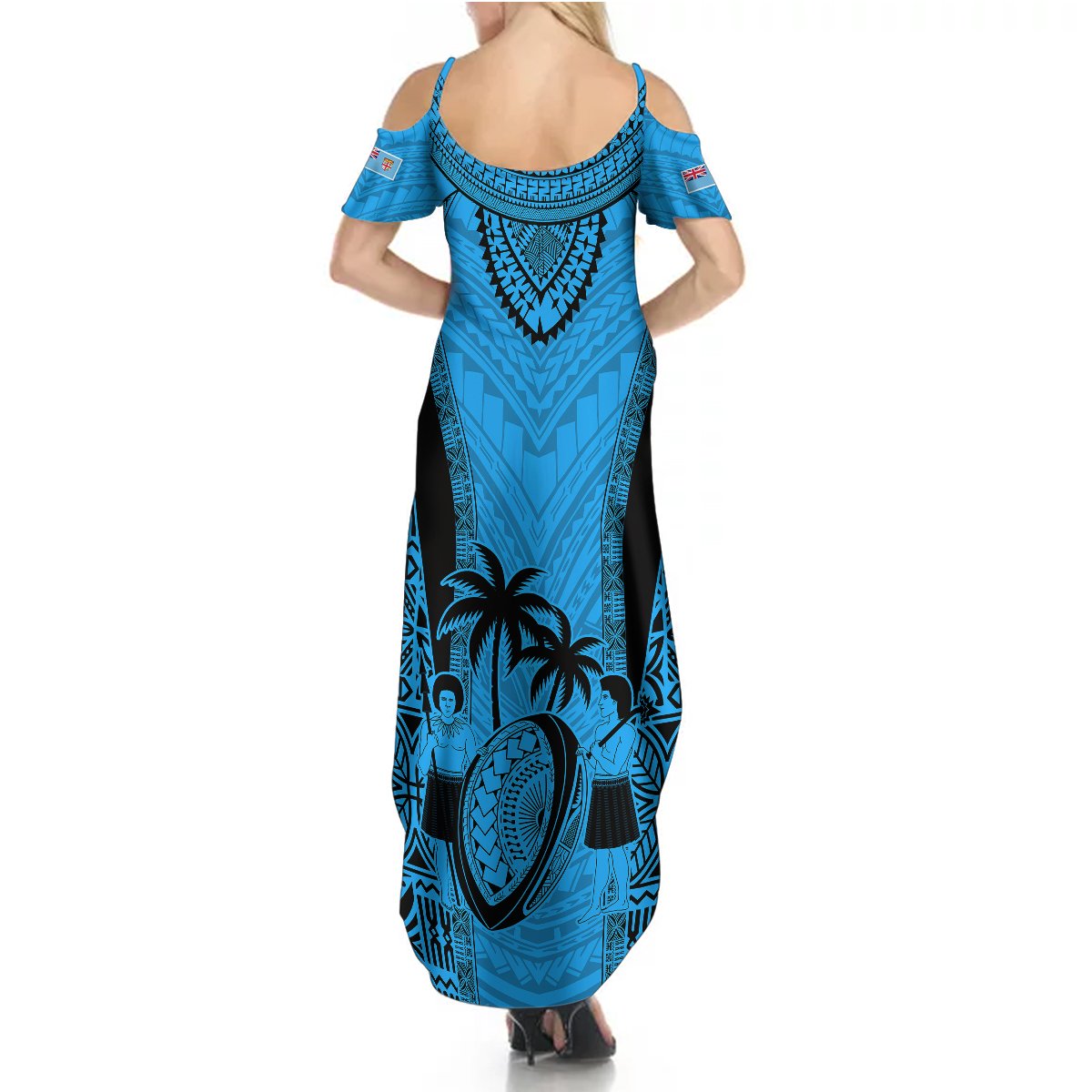Custom Fiji Rugby Summer Maxi Dress Go Champions World Cup 2023 Tapa Unique Blue Vibe LT9 - Polynesian Pride