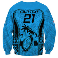 Custom Fiji Rugby Sweatshirt Go Champions World Cup 2023 Tapa Unique Blue Vibe LT9 - Polynesian Pride