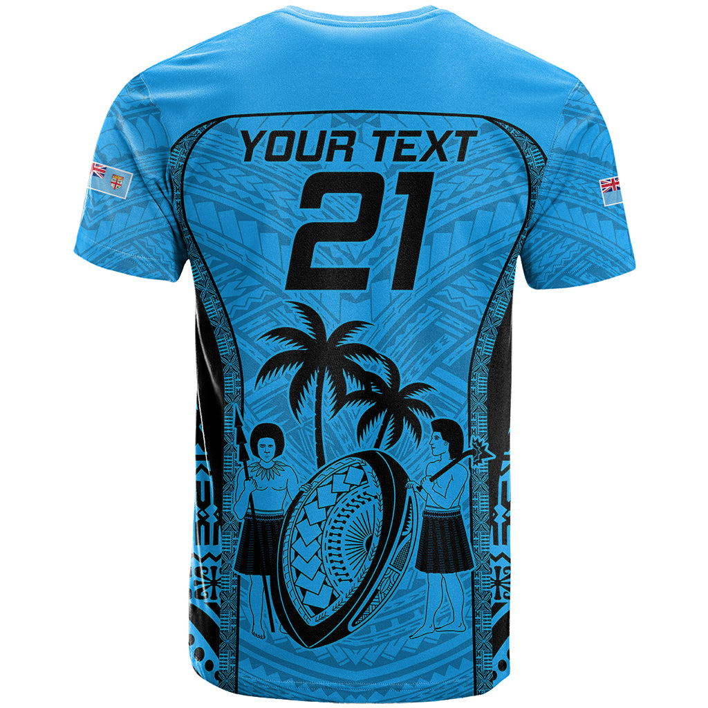 Custom Fiji Rugby T Shirt Go Champions World Cup 2023 Tapa Unique Blue Vibe LT9 - Polynesian Pride