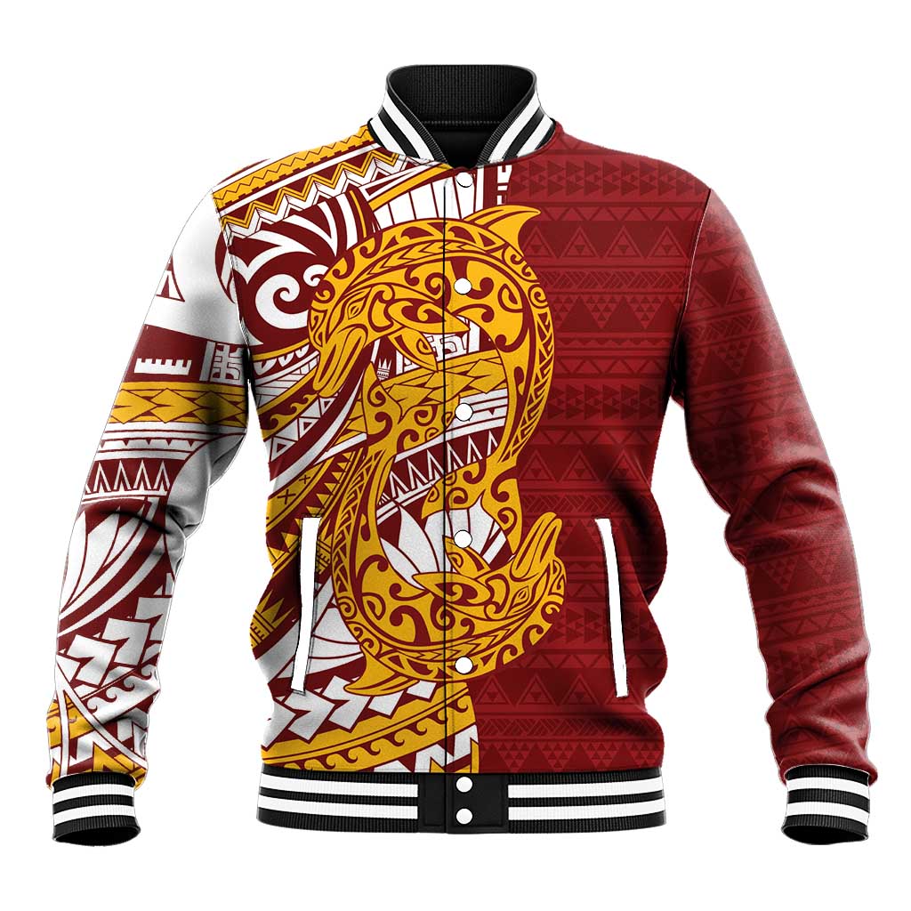 Couple Dolphins Maori Motif Baseball Jacket - Polynesian Pride
