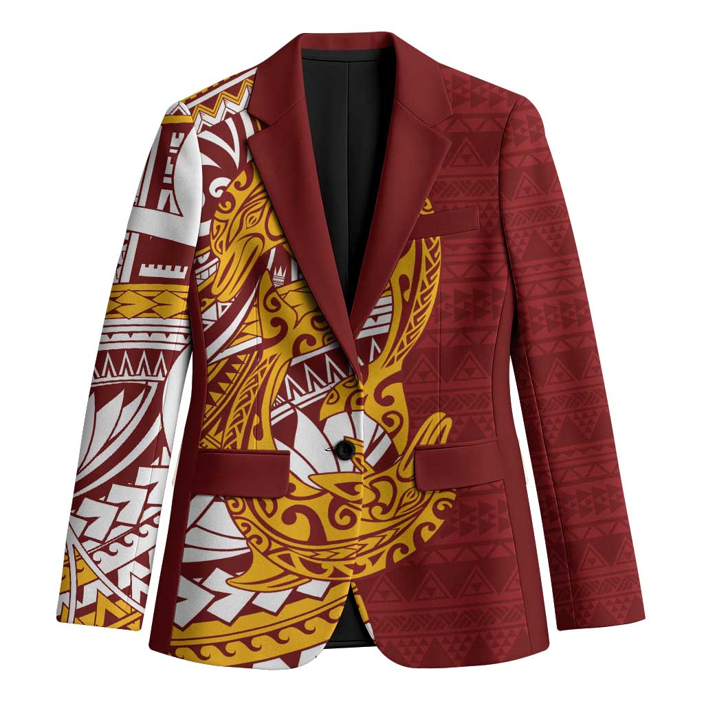 Couple Dolphins Maori Motif Blazer LT9 Unisex Burgundy - Polynesian Pride
