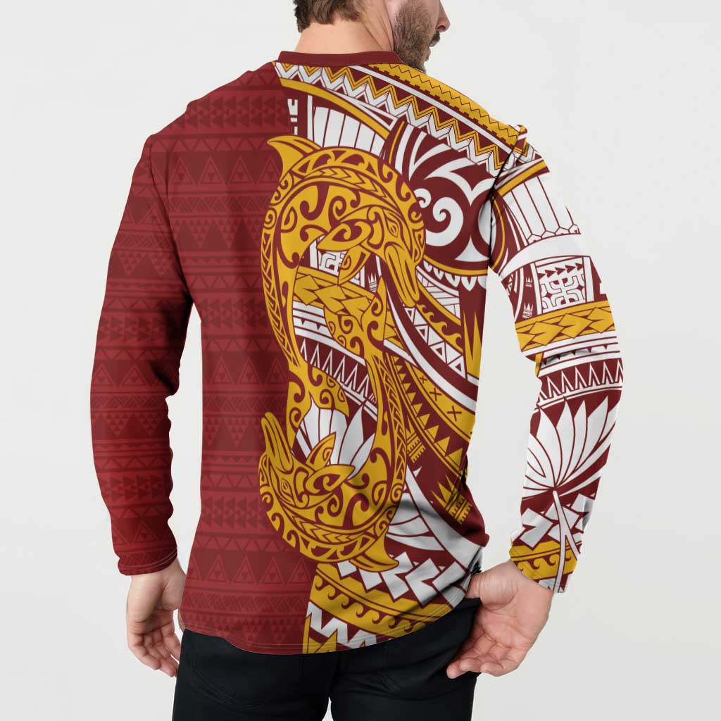 Couple Dolphins Maori Motif Button Sweatshirt - Polynesian Pride