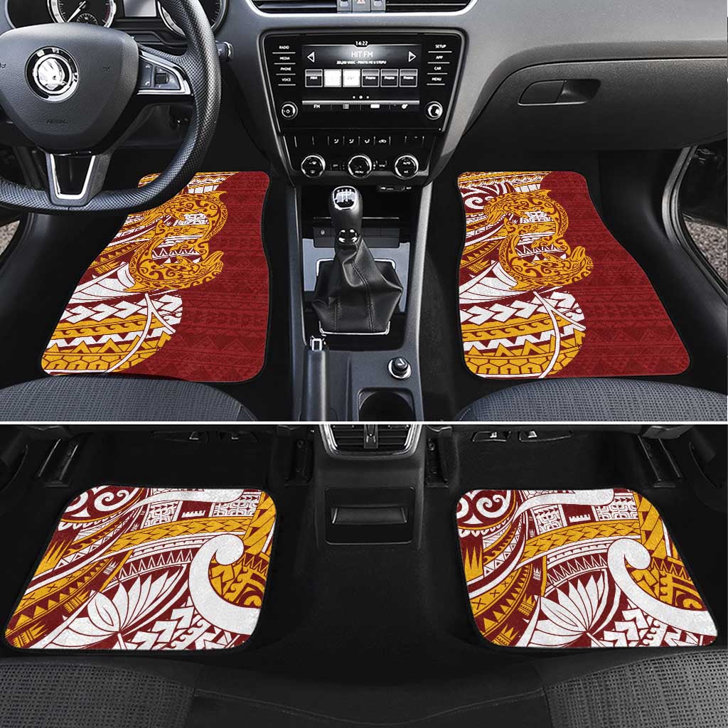 Couple Dolphins Maori Motif Car Mats LT9 Set 4pcs Burgundy - Polynesian Pride