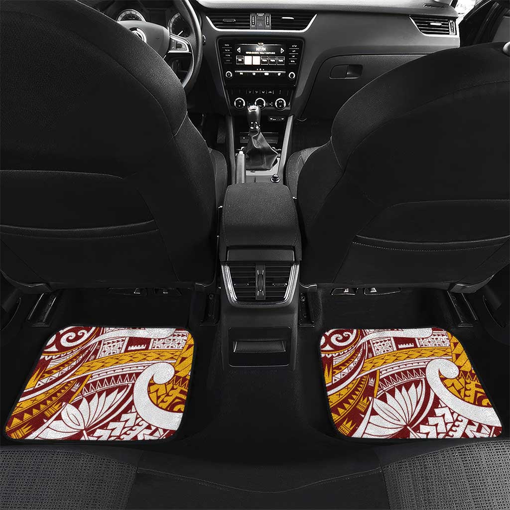 Couple Dolphins Maori Motif Car Mats LT9 Set 2pcs - Back Burgundy - Polynesian Pride