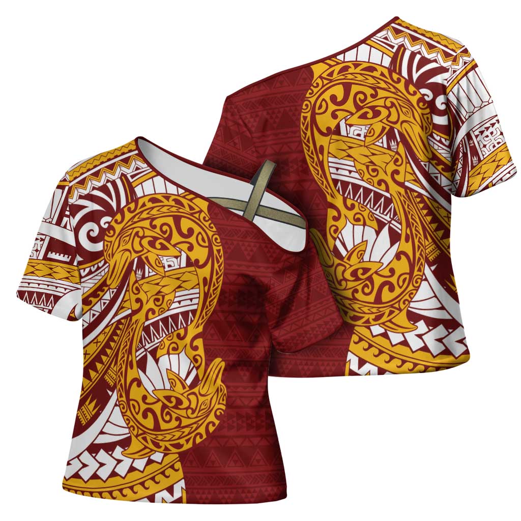 Couple Dolphins Maori Motif Cross Shoulder Shirt - Polynesian Pride