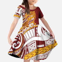 Couple Dolphins Maori Motif Kid Short Sleeve Dress - Polynesian Pride