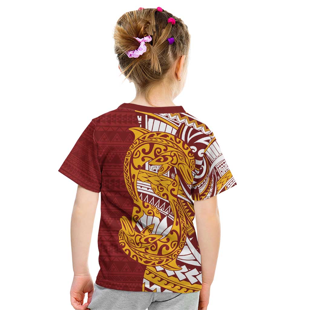 Couple Dolphins Maori Motif Kid T Shirt - Polynesian Pride