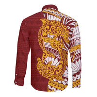 Couple Dolphins Maori Motif Long Sleeve Button Shirt - Polynesian Pride