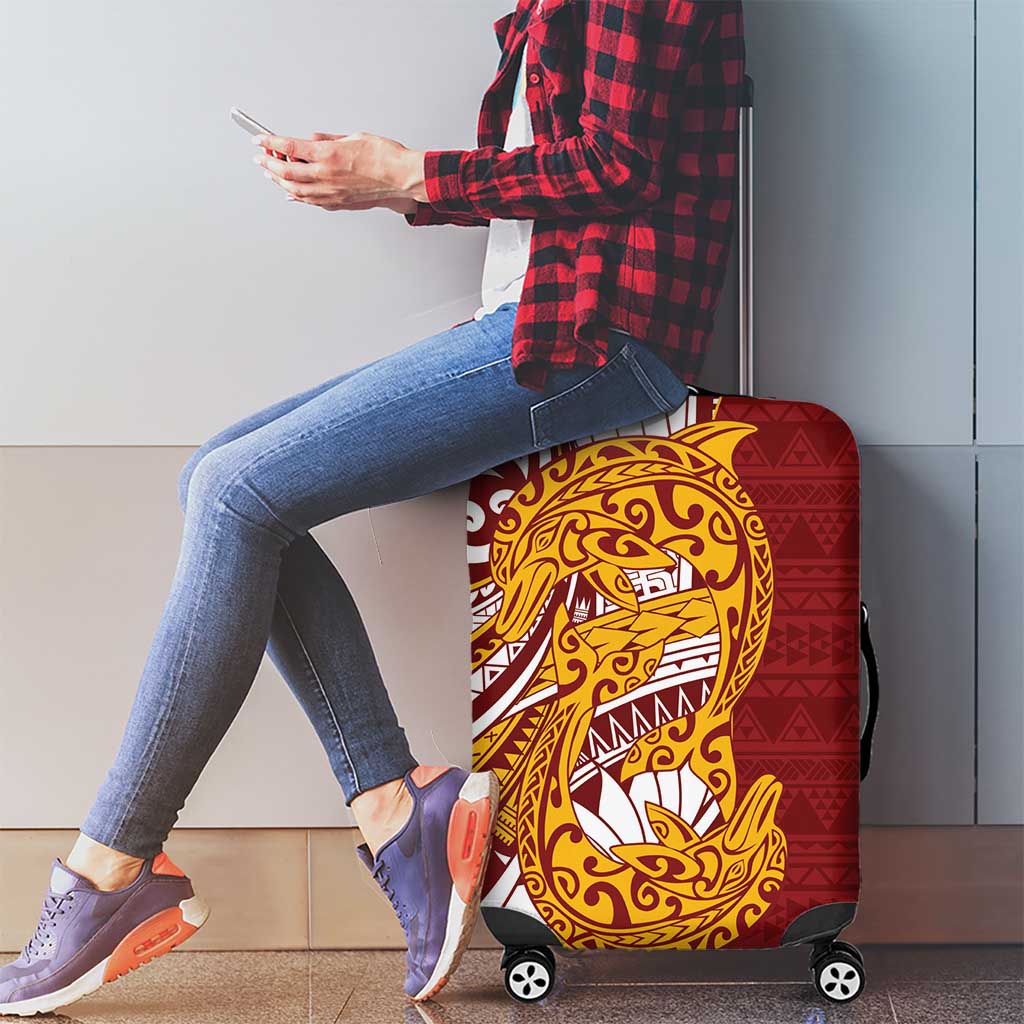 Couple Dolphins Maori Motif Luggage Cover - Polynesian Pride