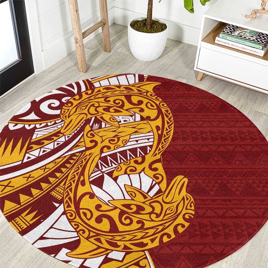 Couple Dolphins Maori Motif Round Carpet - Polynesian Pride
