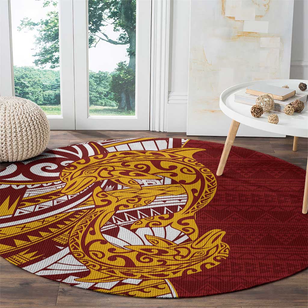 Couple Dolphins Maori Motif Round Carpet - Polynesian Pride