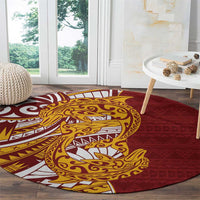Couple Dolphins Maori Motif Round Carpet - Polynesian Pride