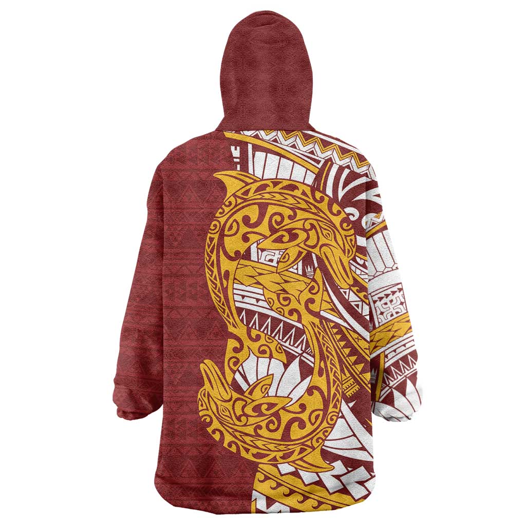 Couple Dolphins Maori Motif Wearable Blanket Hoodie - Polynesian Pride